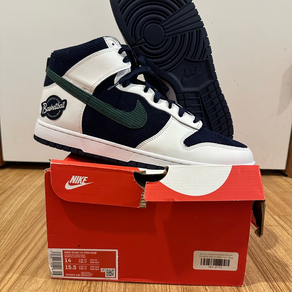 2021 Size 14 - Nike Dunk High Sports Specialties Dh0953400 New Damaged Box